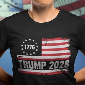Donald Trump 2028 Shirt, 45 47 48 American Flag Design, Pro Trump Election Tee, Conservative Patriot Gift, Trump Supporter USA T-shirt
