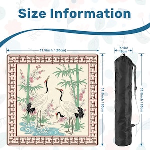 mahjong mat, mahjongg mat, mah jongg gift, crane mahjong, cherry blossom mat, mahjong accessory, asian game mat, mahjong table mat, non slip game mat, japanese crane mat, mahjong gift, bamboo crane mat, game night gift