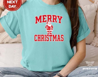Komfort Farben Santa Weihnachten T-Shirt, Urlaub Tee