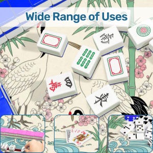 mahjong mat, mahjongg mat, mah jongg gift, crane mahjong, cherry blossom mat, mahjong accessory, asian game mat, mahjong table mat, non slip game mat, japanese crane mat, mahjong gift, bamboo crane mat, game night gift