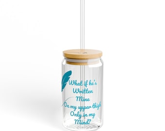 Guilty as Sin TTPD Lyric Glass Cup with Bamboo Lid - Sipper Glass, 16oz Swiftie Turquoise
