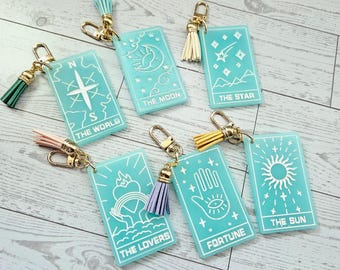 Major Arcana Tarot Card Keychains – 6 Bright & Magical Varieties