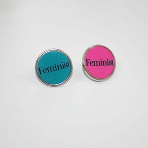 Hot Pink Feminist Steel Lapel Pin: Statement Backpack Accessory