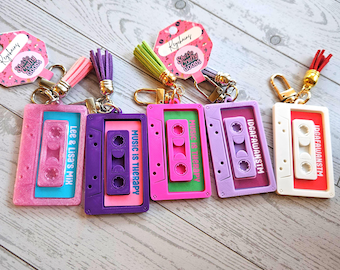 Retro Cassette Bag Charm, NFC Programmable Mixtape Keychain, Tech Gift for Her