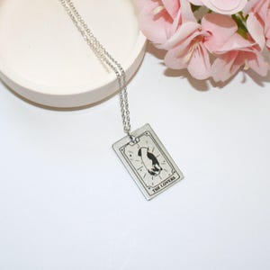 Collier carte de tarot – acier inoxydable | Chaîne de 18 po. | Carte Amoureux