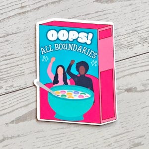 Feminist Cereal Box Vinyl Sticker - OOPS! All Boundaries