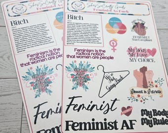 Feminist AF Sticker Sheet - Empowering Intersectional Feminism Decals