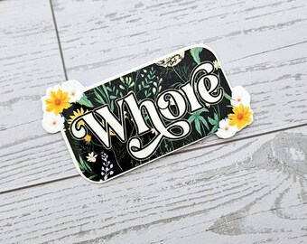 Floral Feminist Vinyl Sticker: Botanical Gothic Laptop Decal