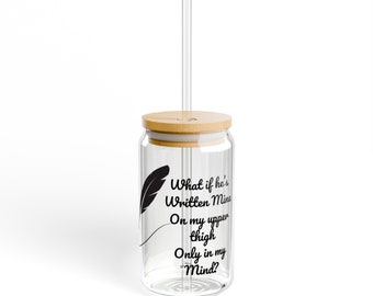 Guilty as Sin TTPD Lyric Glass Cup with Bamboo Lid - Sipper Glass, 16oz Swiftie Black