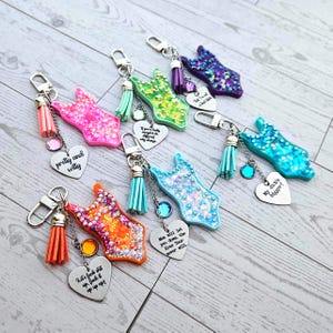 Custom Showgirl Era Bodysuit Keychain – Personalized Glitter Resin Bag Charm with Engraved Quote