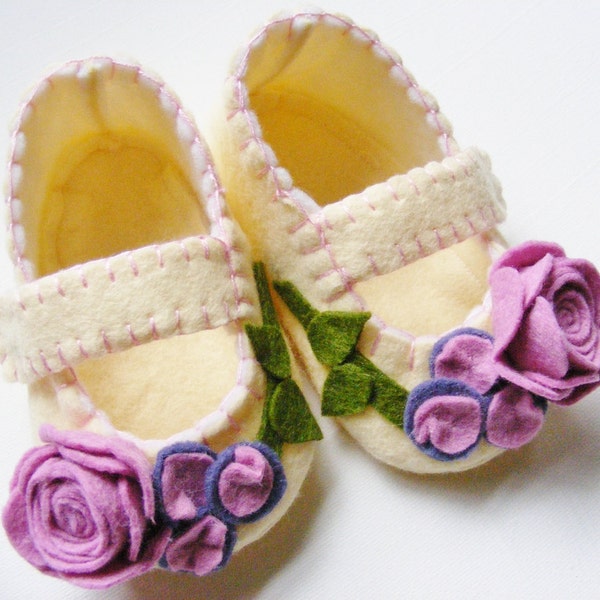 The Collette - Baby & Toddler Shoes in Cream and Pink Violet size Newborn to size 13