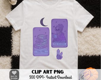 Bücherwurm Tarot Celestial Clip Art: PNG Digital Download