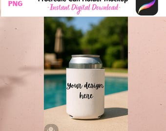 Procreate Can Cooler Mockup: Poolside Product Display (PNG Download)