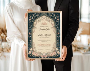 Editable Nikkah Certificate Template Download Nikkah Contract Digital Nikah Certificate Islamic Wedding Contract NikahNama a3 Nikah Sign a4