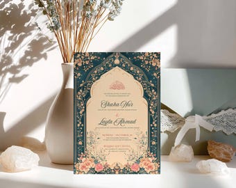 Muslim Wedding Invitation Template Download Nikkah Invitation Digital Islamic Wedding Invitation Floral Nikkah Invites Nikkah Evite Wedding