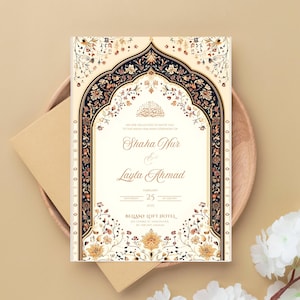 Elegante Islamische Hochzeitseinladung Vorlage Download Nikkah Einladung Digitale Muslimische Hochzeitseinladung Floral Nikkah Einladungskarte