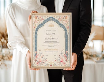 Islamic Nikkah Contract Digital Nikkah Certificate Template Islamic Wedding Sign Template Islamic NikkahNama Islamic Wedding Certificate a4