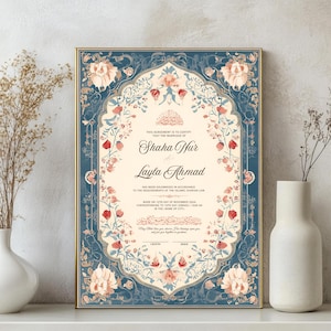 Contrato de Nikkah Islâmico Modelo de Nikkah Digital Certificado de Casamento Muçulmano para Impressão PDF Nikkah Nama Cartões de Casamento Muçulmanos Nikkah Download a3