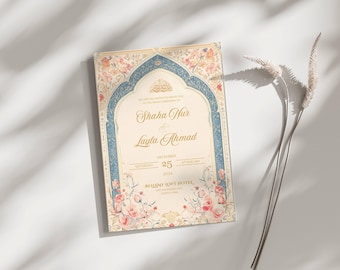 Editable Wedding Invitation Template Download Nikkah Invitation Digital Muslim Wedding Invitation Floral Nikkah Invites Nikkah Evite Wedding