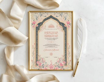 Muslim Revert Certificate Printable Shahada Certificate Pink Islamic Digital wall art Floral Islamic Conversion Certificate Digital