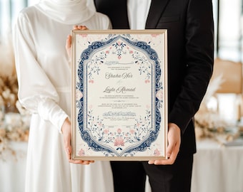 Editable Nikkah Certificate Template Download Nikkah Contract Digital Nikah Certificate Islamic Wedding Contract NikahNama a3 Nikah Sign a4