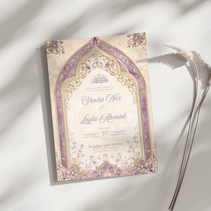 Modèle d'invitation Nikkah élégant Carte d'invitation Nikkah islamique Carte de mariage musulman numérique Faire-part de mariage islamique Carte d'invitation Walima