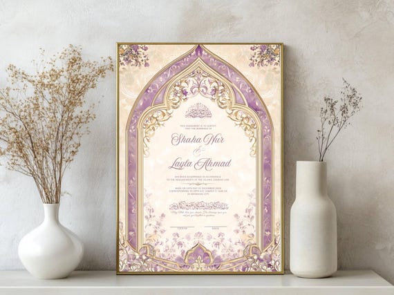 Digital Nikkah Certificate Editable Nikkah Contract Template Muslim Marriage Certificate Custom Template Islamic Nikah Nama a3 Katb Kitab a4