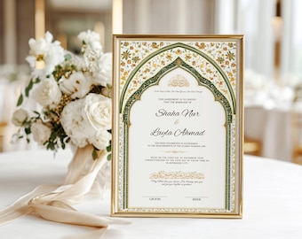 Luxury Nikkah Certificate Template Printable Nikkah Contract Digital Nikah Certificate Premium Islamic Wedding Contract NikahNama Nikah Sign