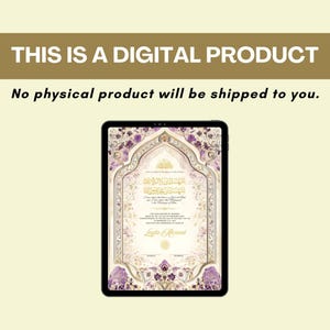 May include: A digital product displayed on a tablet. The product features an ornate design with floral and geometric patterns in shades of purple, gold, and white. The text "THIS IS A DIGITAL PRODUCT" is at the top.