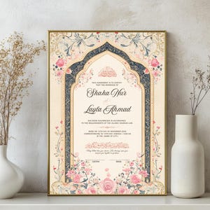 Islamisches Nikkah Zertifikat Digitale Nikkah Vertragsvorlage Islamische Hochzeitsvorlage Islamischer NikahNama Islamische Hochzeit Urkunde Nikah Pdf