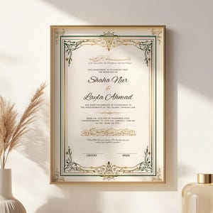 Islamischer Nikkah Vertrag Digitales Nikkah Zertifikat Vorlage Islamische Hochzeit Zeichen Vorlage Islamischer NikkahNama Islamische Hochzeit Urkunde a3