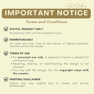 May include: A digital product notice with the text "IMPORTANT NOTICE" in a brown banner. The text includes terms and conditions, such as "DIGITAL PRODUCT ONLY" and "NONREFUNDABLE". The notice also includes a printing disclaimer.