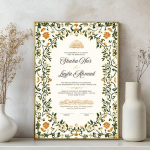 Printable Nikkah Contract Template Digital Nikkah Certificate Islamic Wedding Gifts Muslim Marriage Certificate Editable Nikkah Nama