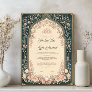 Bearbeitbares Nikkah-Zertifikatsvorlage Download Nikkah Vertrag Digitales Nikah-Zertifikat Islamischer Hochzeitsvertrag NikahNama a3 Nikah Zeichen a4