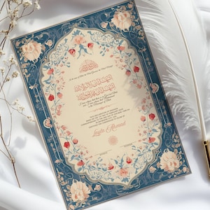 Blue Shahada Certificare Digital Islamic Arts Shahada Wall Art Elegant Islamic Home Décor Islamic Gifts Shahada Gift
