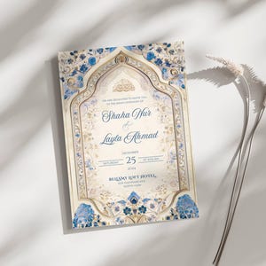 Luxus Hochzeitseinladung Vorlage Download Nikkah Einladung Digitale Muslimische Hochzeitseinladung Floral Nikkah lädt Walima ein