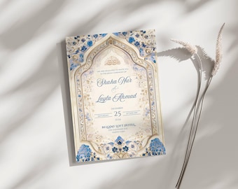 Luxury Wedding Invitation Template Download Nikkah Invitation Digital Muslim Wedding Invitation Floral Nikkah Invites Walima Invitation