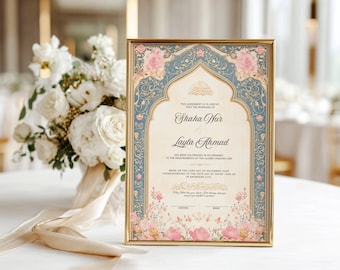 Editable Nikkah Certificate Template Download Nikkah Contract Digital Nikah Certificate Muslim Wedding Contract Nikah Sign a4 NikahNama a3