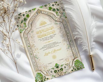 Muslim Revert Certificate Printable Shahada Certificate Green Islamic Digital wall art Elegant Islamic Conversion Certificate