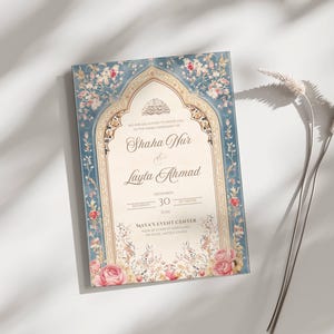 Faire-part de mariage élégant Modèles d'invitations de Nikkah musulman Modèle de mariage islamique numérique Nikkah Evite Carte d'invitation toile Nikkah PDF