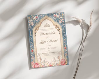 Elegant Wedding Invitation Muslim Nikkah Invitation Templates Digital Nikkah Evite Islamic Wedding Template Canva Invitation Card Nikkah PDF