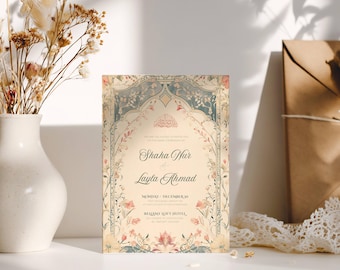 Floral Wedding Invitation Template Download Nikkah Invitation Digital Muslim Wedding Invitation Editable Nikkah Invites Nikkah Evite Wedding