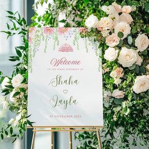 Floral Muslim Nikkah Entrance Sign Digital Islamic Nikkah Welcome Board Islamic Wedding Sign Luxury Nikkah Wedding Decor Custom Nikkah Sign