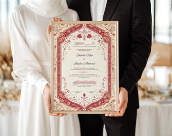 Islamic Nikkah Contract Digital Nikah Certificate Template Islamic Wedding Sign Template Islamic NikkahNama Islamic Wedding Certificate a4