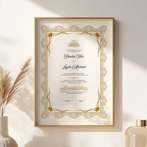 Islamic Nikkah Certificate Template Islamic Wedding Template Digital Nikkah Contract Islamic NikkahNama Islamic Wedding Certificate a4 a3