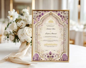 Luxury Nikkah Contract Digital Nikkah Certificate Template Islamic Wedding Certificate Template Islamic NikkahNama Nikkah Sign a4