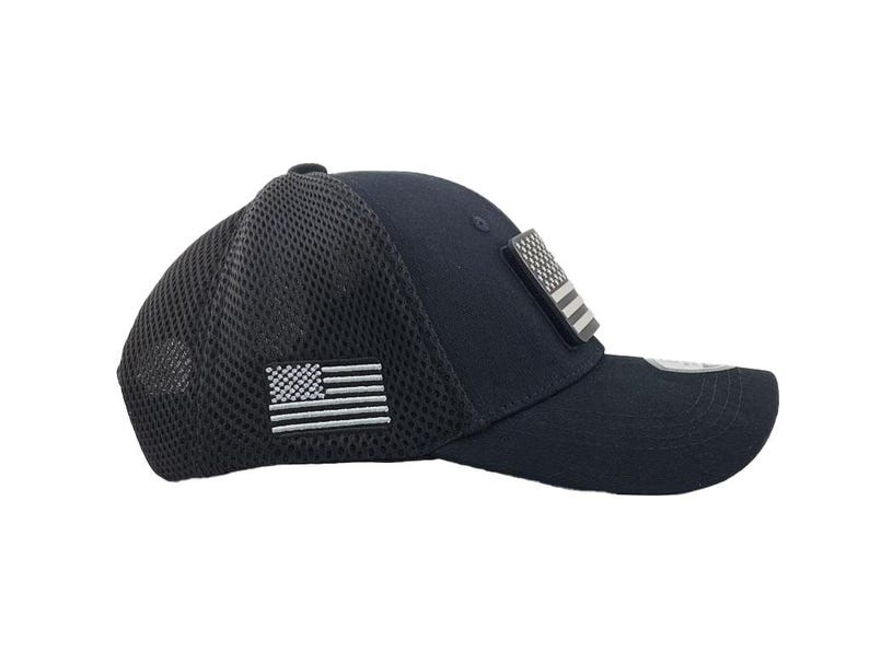 Armycrew Camouflage Trucker Hat - Black Grey American Flag Patch Structured Mesh Cap