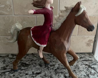 Painted flanks custom painted horse and woman riding resin figure gift