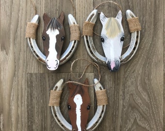 Painted flanks custom horseshoe horse art rustic decoration or gift