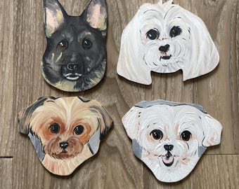 Painted flanks custom pet dog cat portrait ornament gift memorial